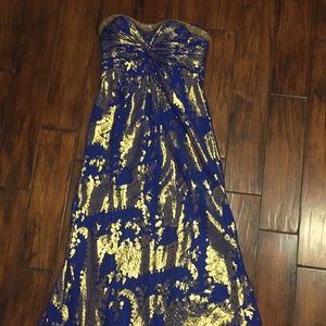 Aidan Mattox  Blue Gold Gown 6